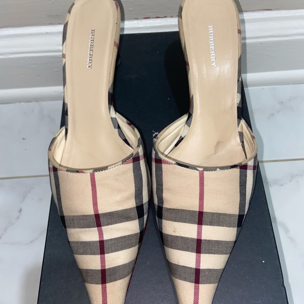 Burberry Nova Check Kitten Heel Mules